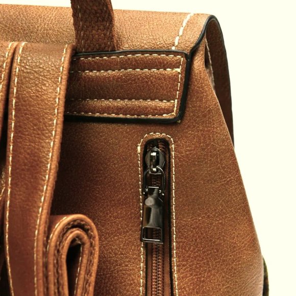 New Genuine Harris Tweed Backpack Purse Bag Brown Tan Green Scotland - Picture 5 of 7